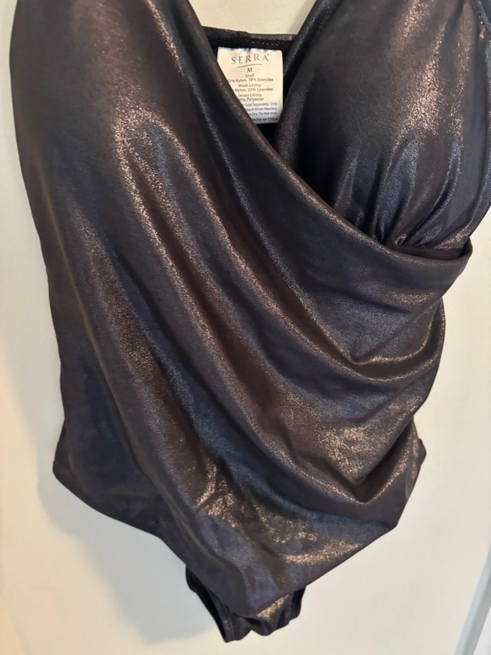 NWT Serra Shimmering Black Shimmer One Piece Swimsuit M
